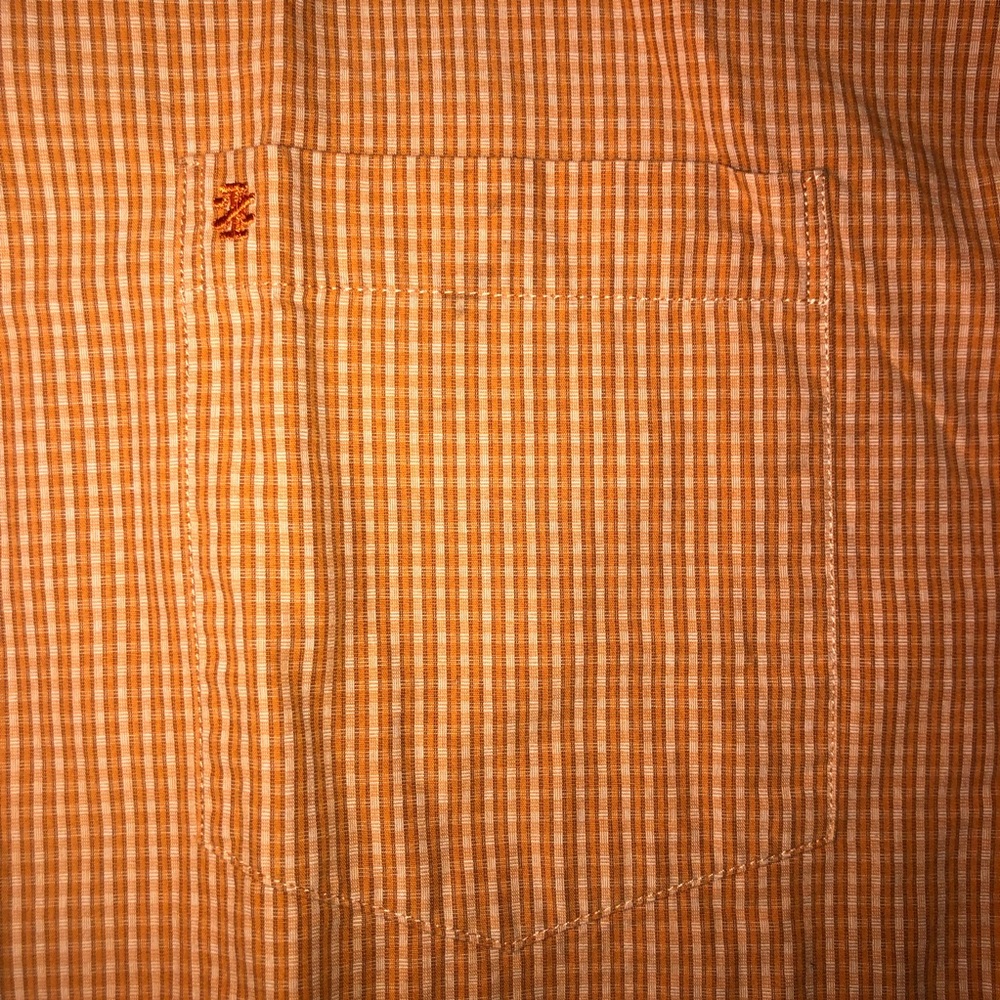 IZOD Button Down Up Mens Size XL Checkered Orange Dress Work Shirt - Picture 3 of 13